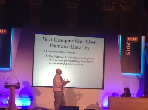 R. David Lankes presenting the opening keynote speech at CILIP's 2015 conference