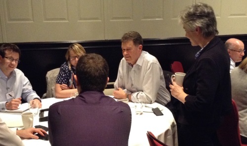 Discussing common factors for managing successful change with delegates at the APM event